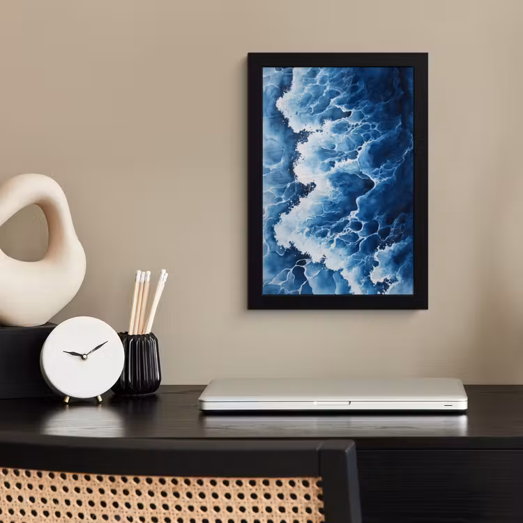 Poster met lijst - Golven - Blauw - Schuim — 3