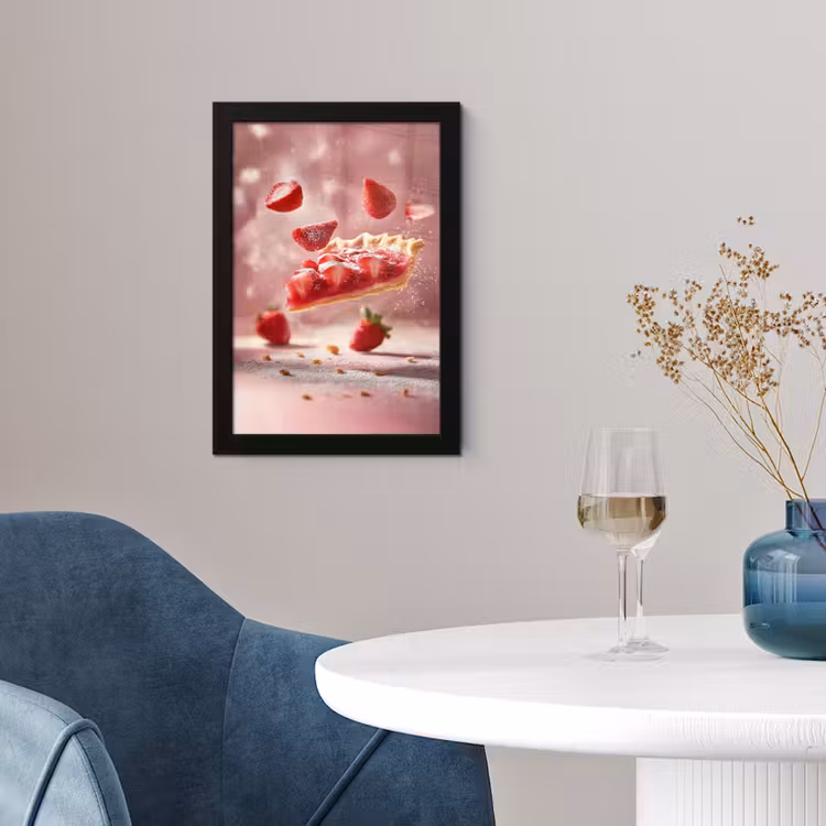 Poster met lijst - Aardbei - Taart- Eten - Roze — 2