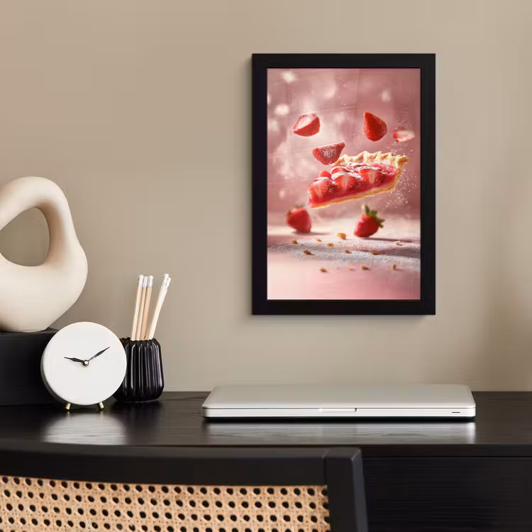 Poster met lijst - Aardbei - Taart- Eten - Roze — 3