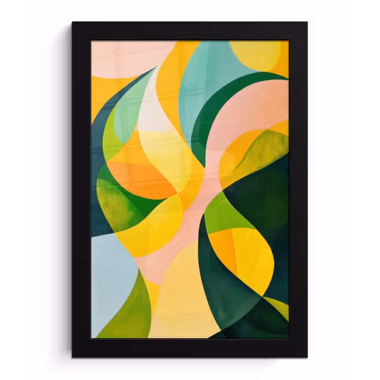 Poster met lijst - Abstract - Geel - Roze - Groen — 1
