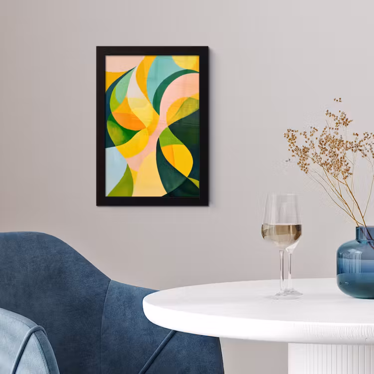 Poster met lijst - Abstract - Geel - Roze - Groen — 2