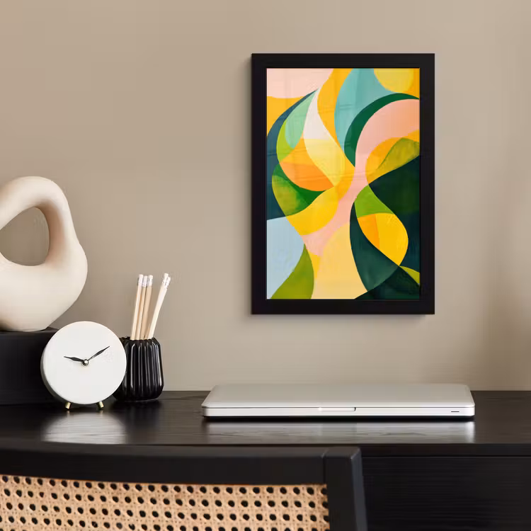 Poster met lijst - Abstract - Geel - Roze - Groen — 3