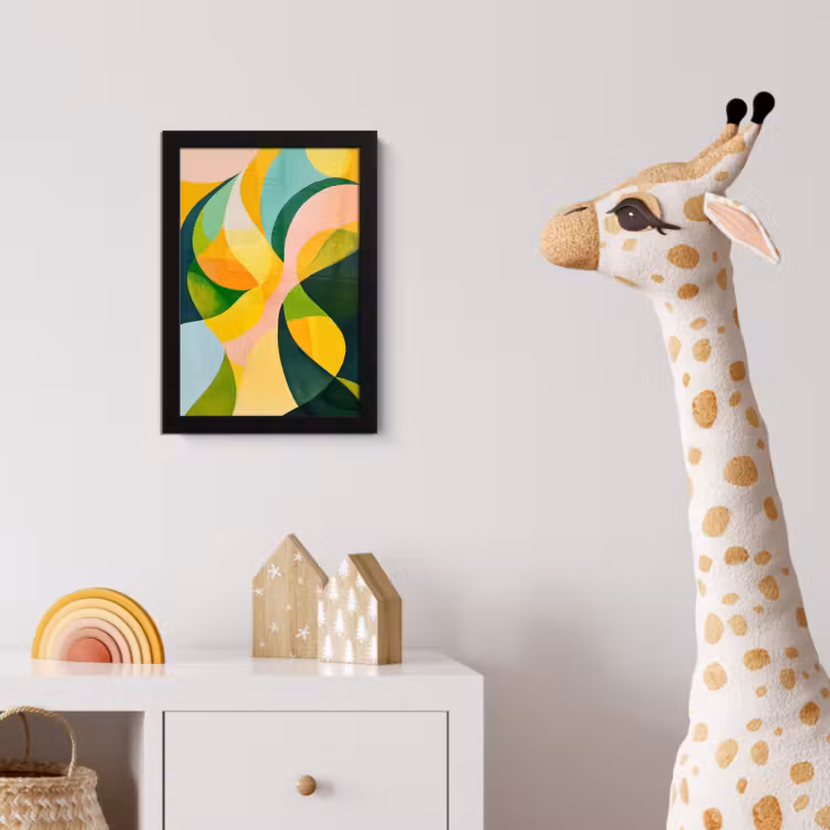Poster met lijst - Abstract - Geel - Roze - Groen — 5