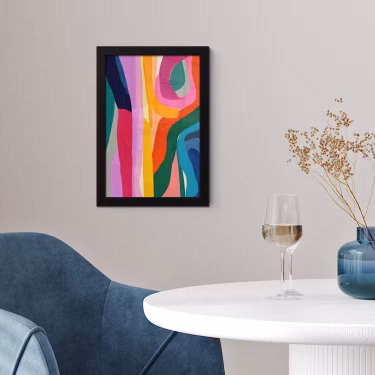 Poster met lijst - Abstract - Kleurrijk - Golven - Lijnen — 2