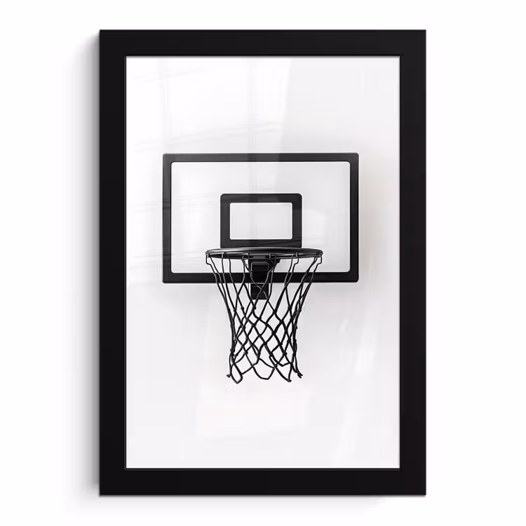 Poster met lijst - Basketbalbord - Minimalistisch - Zwart — 1