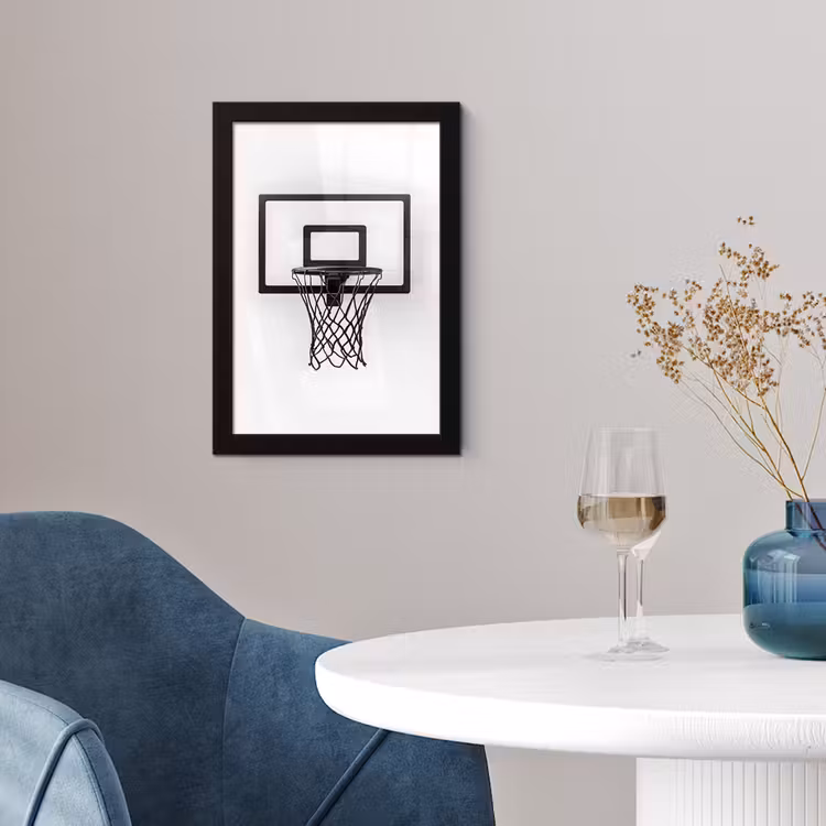 Poster met lijst - Basketbalbord - Minimalistisch - Zwart — 2