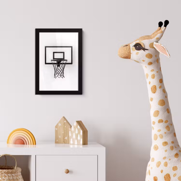 Poster met lijst - Basketbalbord - Minimalistisch - Zwart — 5