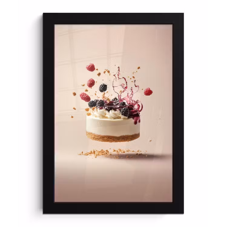 Poster met lijst - Cheesecake - Eten - Roze - Taart — 1