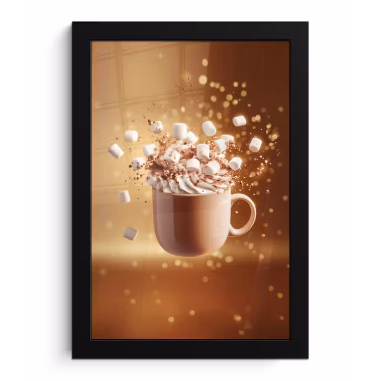 Poster met lijst - Chocomelk - Drinken - Warm - Bruin — 1
