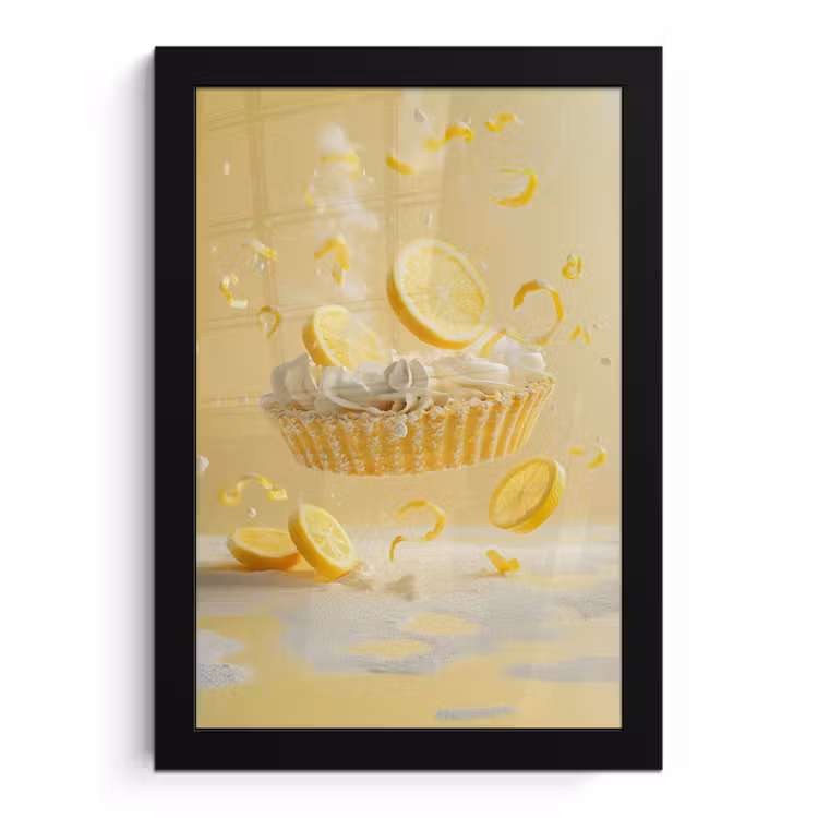 Poster met lijst - Citroen - Taart - Eten - Geel — 1