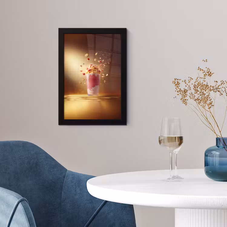 Poster met lijst - Framboos - Smoothie - Drinken - Roze — 2