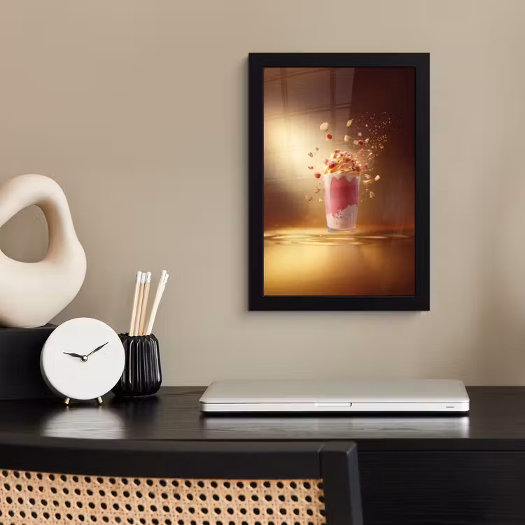 Poster met lijst - Framboos - Smoothie - Drinken - Roze — 3