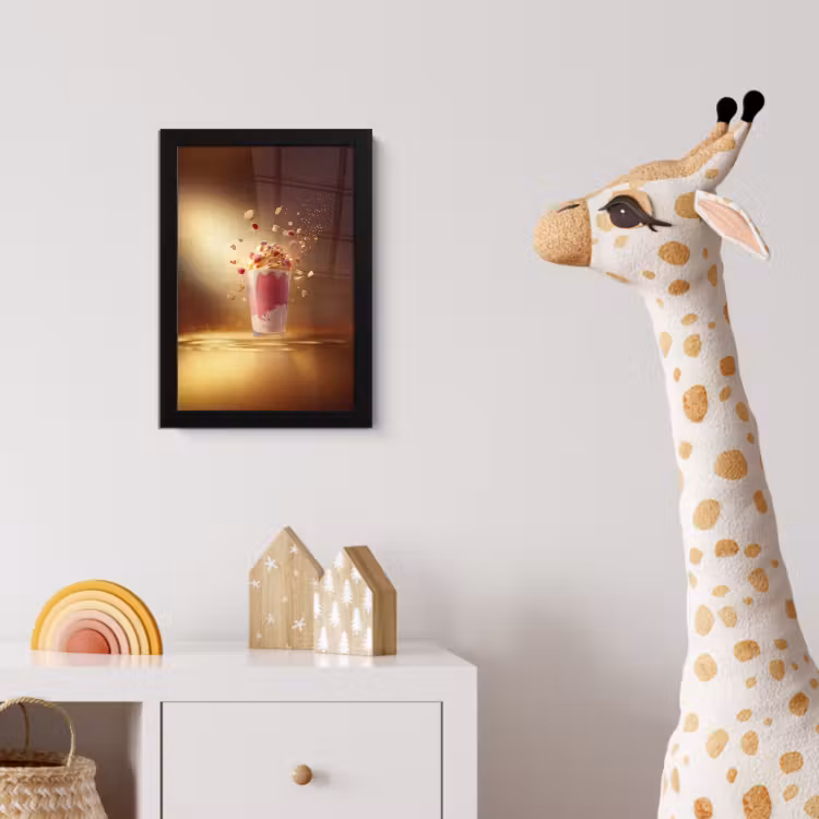 Poster met lijst - Framboos - Smoothie - Drinken - Roze — 5