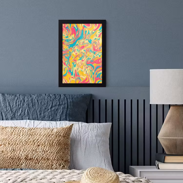 Poster met lijst - Geel - Roze - Blauw - Retro — 4