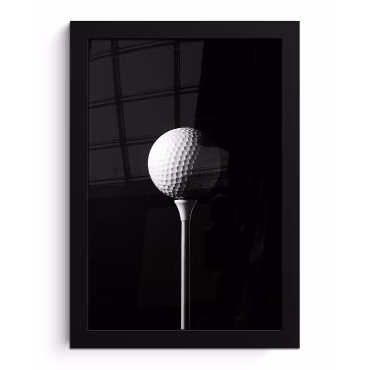Poster met lijst - Golfbal - Minimalistisch - Wit — 1