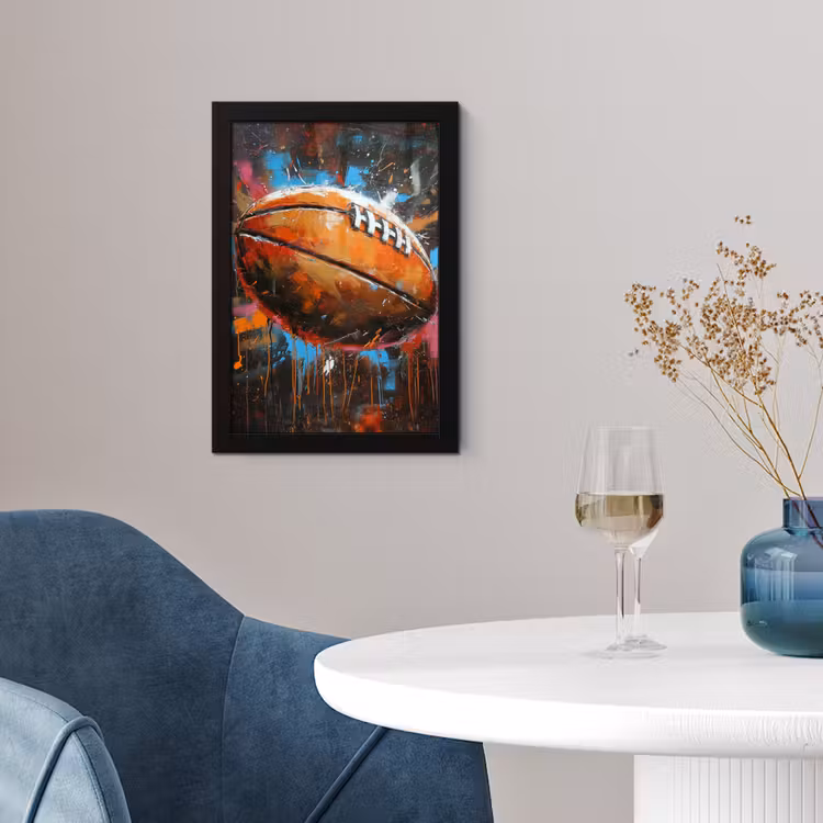 Poster met lijst - Graffiti - Rugby - Kleurrijk - Rugbybal — 2
