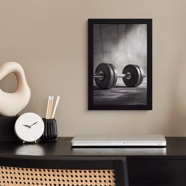Poster met lijst - Halter - Gewichten - Zwart — 3
