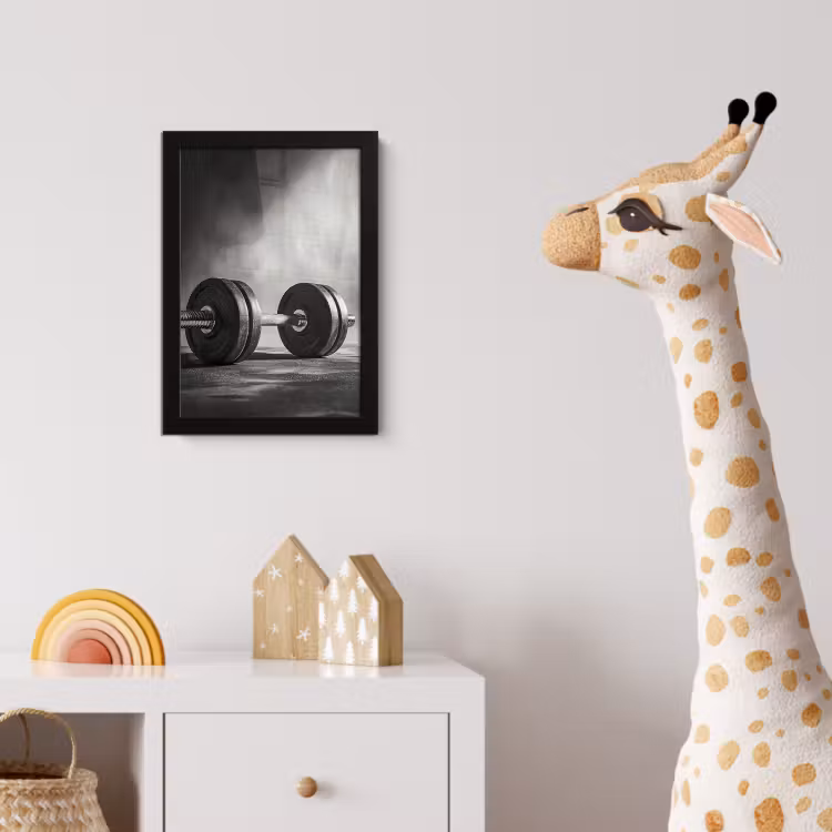Poster met lijst - Halter - Gewichten - Zwart — 5