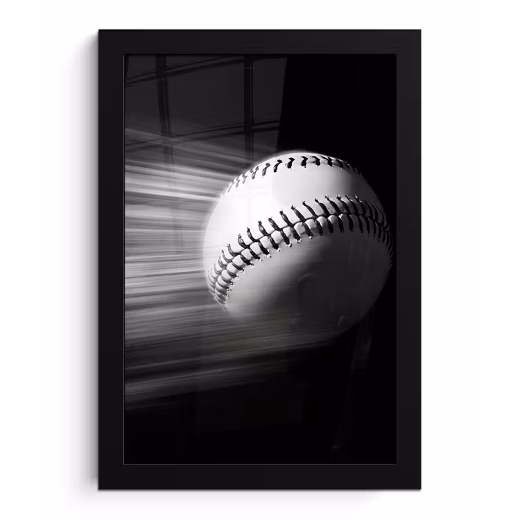 Poster met lijst - Honkbal - Wit - Vliegt — 1