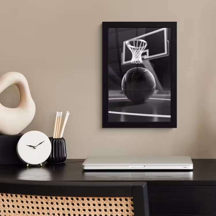 Poster met lijst - Basketbal - Basketbalveld - Lichtlijnen — 3