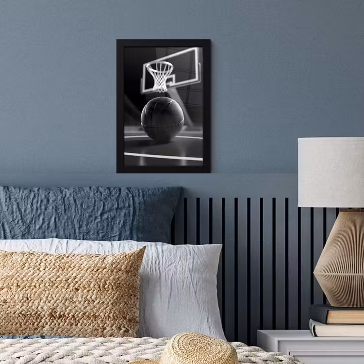 Poster met lijst - Basketbal - Basketbalveld - Lichtlijnen — 4