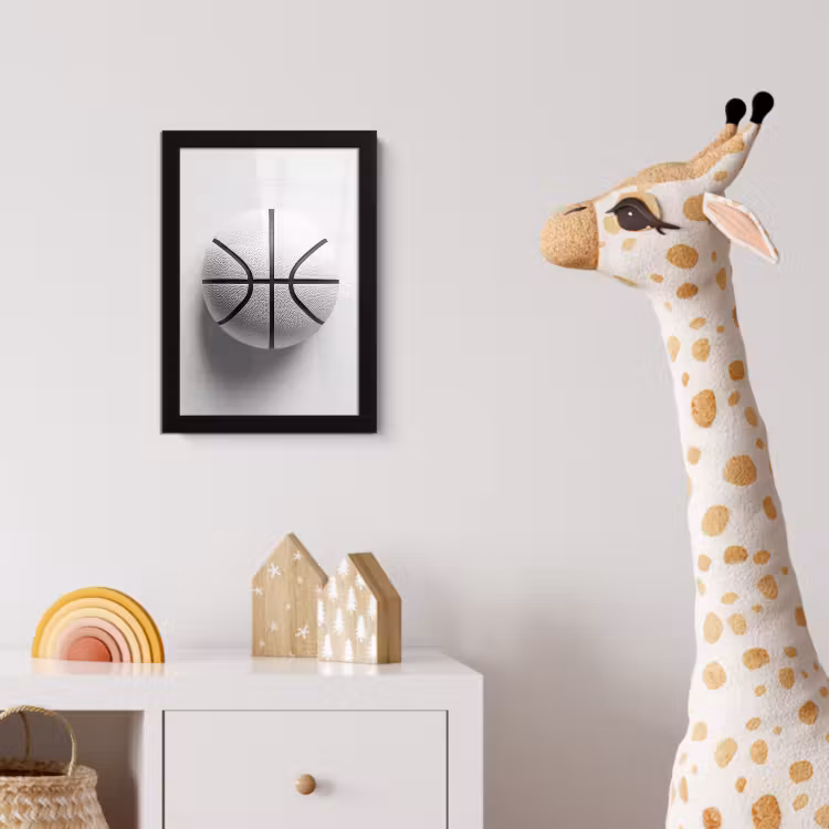 Poster met lijst - Basketbal - Wit - Schaduw - Lijnen — 5