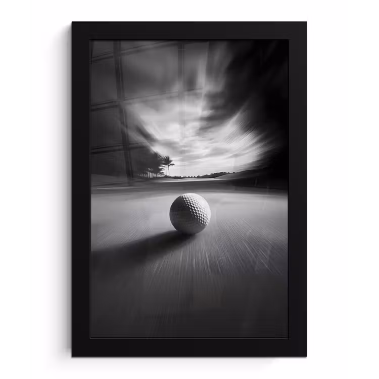 Poster met lijst - Golfbal - Wazig - Zwart — 1