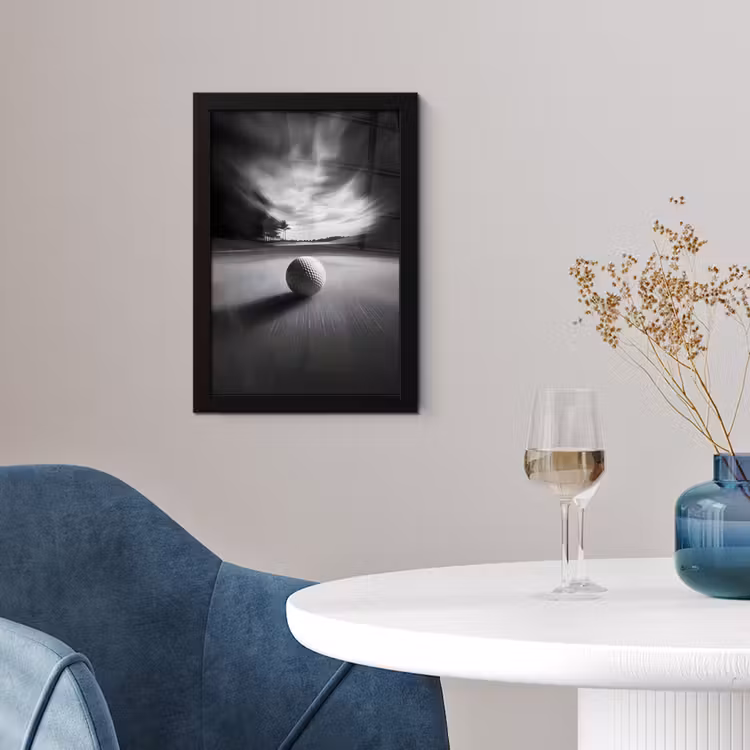 Poster met lijst - Golfbal - Wazig - Zwart — 2