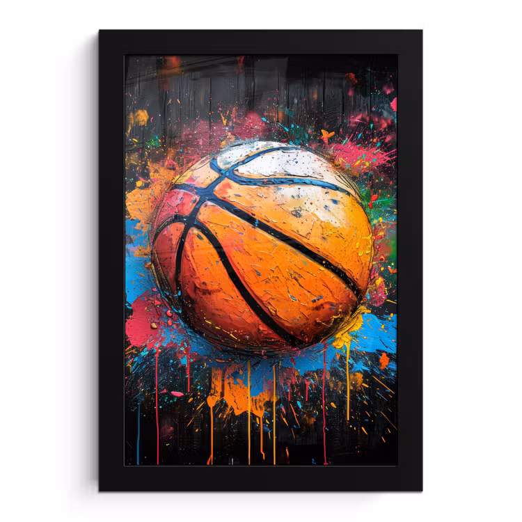 Poster met lijst - Graffiti - Basketbal - Verf - Sport — 1