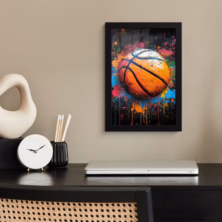 Poster met lijst - Graffiti - Basketbal - Verf - Sport — 3