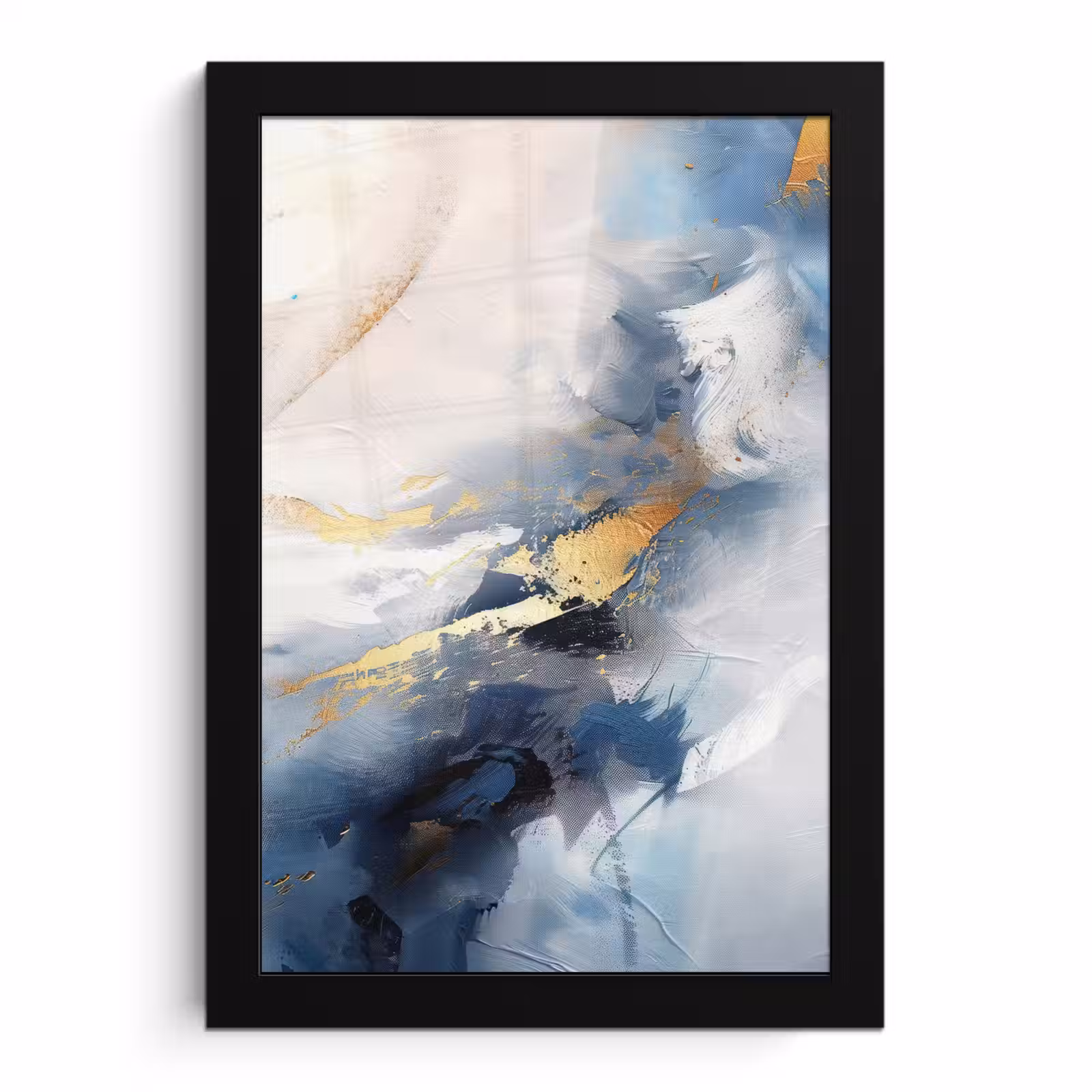 Poster met lijst - Blauw - Modern - Marmer - Abstract - Goud — 1