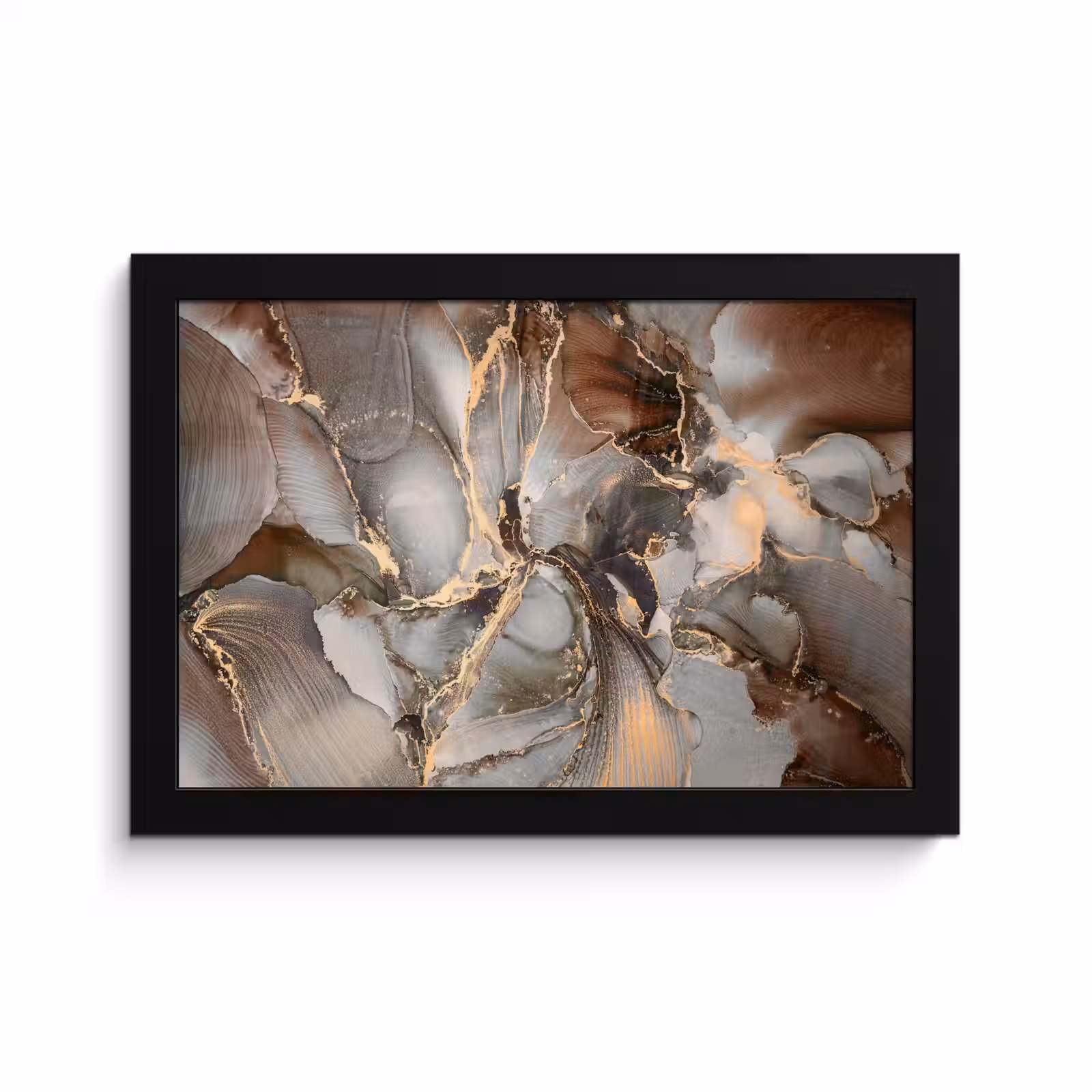Poster met lijst - Grijs - Goud - Marmer - Marmerlook — 1