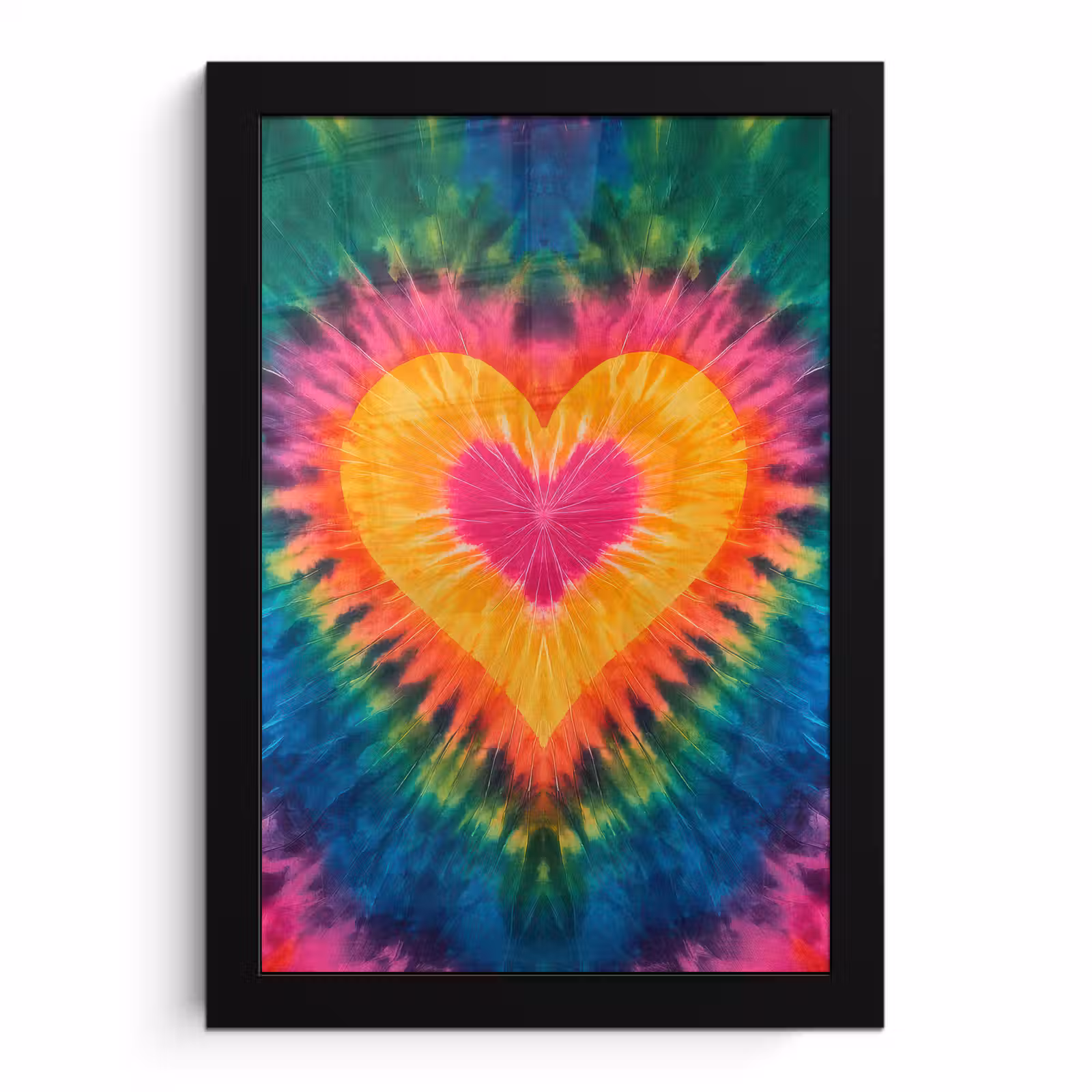 Poster met lijst - Hart - Tie Dye - Kleurrijk — 1