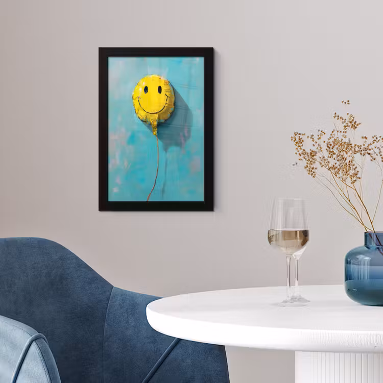 Poster met lijst - Ballon - Geel - Smiley — 2
