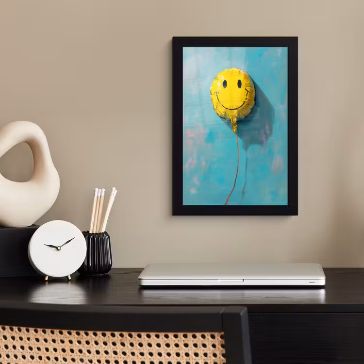 Poster met lijst - Ballon - Geel - Smiley — 3