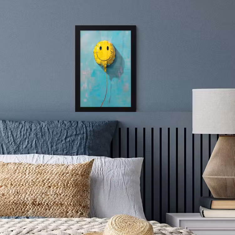 Poster met lijst - Ballon - Geel - Smiley — 4