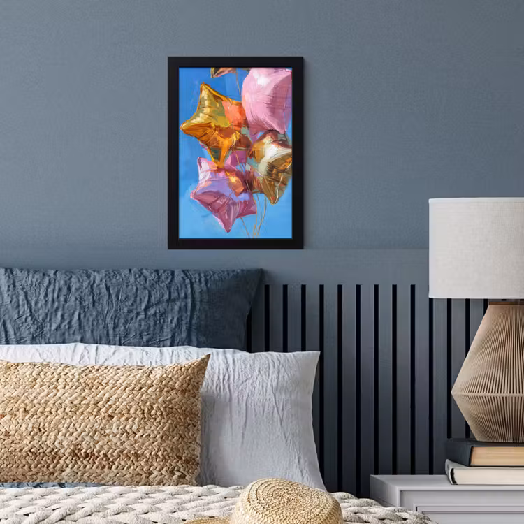 Poster met lijst - Ballonnen - Goud - Stervorm - Roze — 4