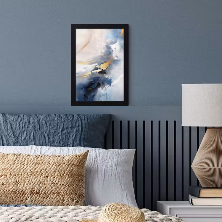 Poster met lijst - Blauw - Modern - Marmer - Abstract - Goud — 4