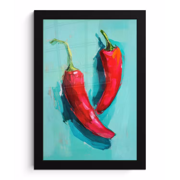 Poster met lijst - Chilipepers - Geverfd - Rood — 1