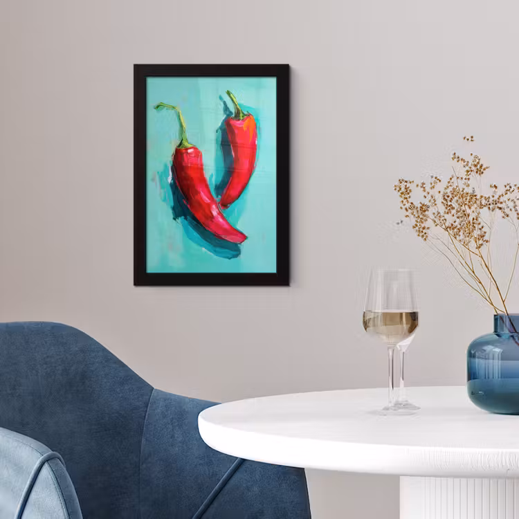 Poster met lijst - Chilipepers - Geverfd - Rood — 2