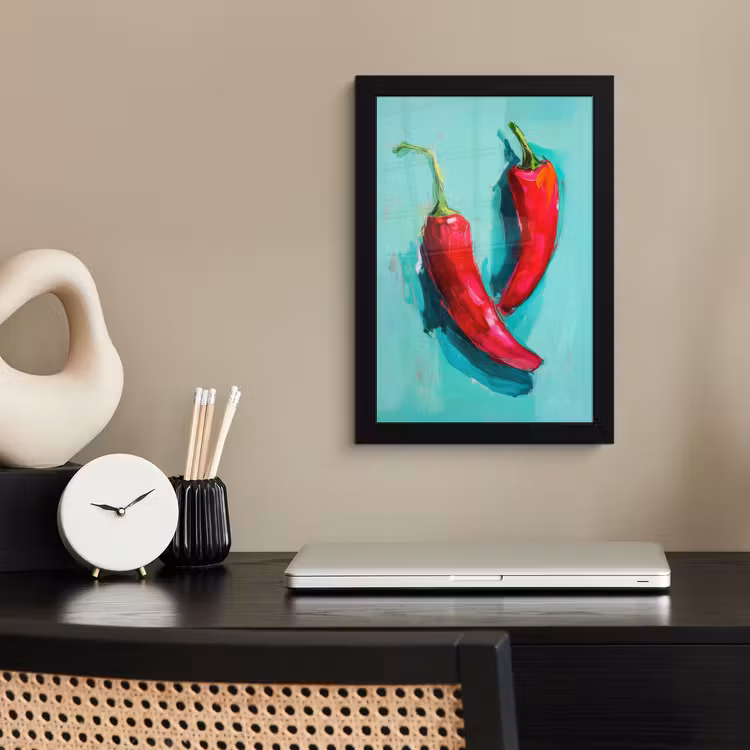 Poster met lijst - Chilipepers - Geverfd - Rood — 3