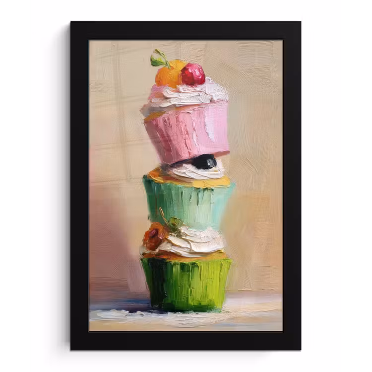 Poster met lijst - Cupcakes - Gestapeld - Kleurrijk - Fruit — 1