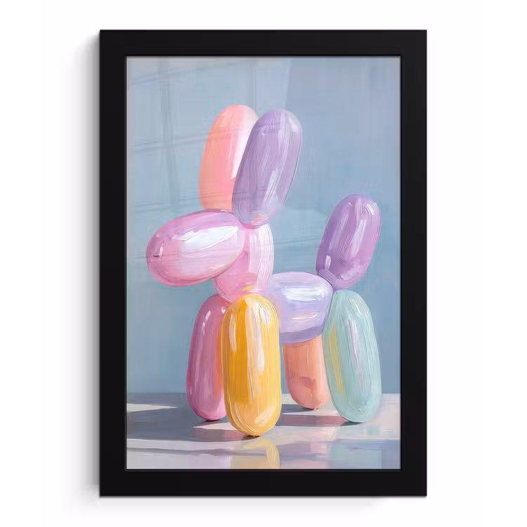 Poster met lijst - Dier - Ballon - Pasteltinten - Glanzend — 1