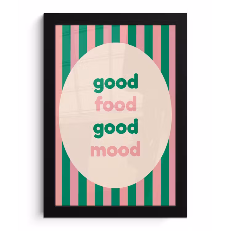 Poster met lijst - Gestreept - Quote - Ovaal - Roze — 1