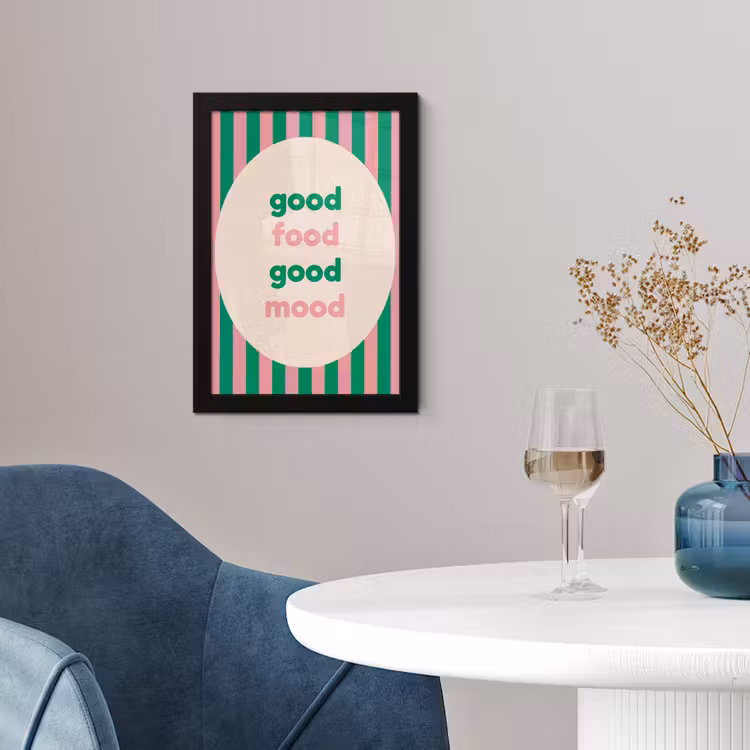 Poster met lijst - Gestreept - Quote - Ovaal - Roze — 2