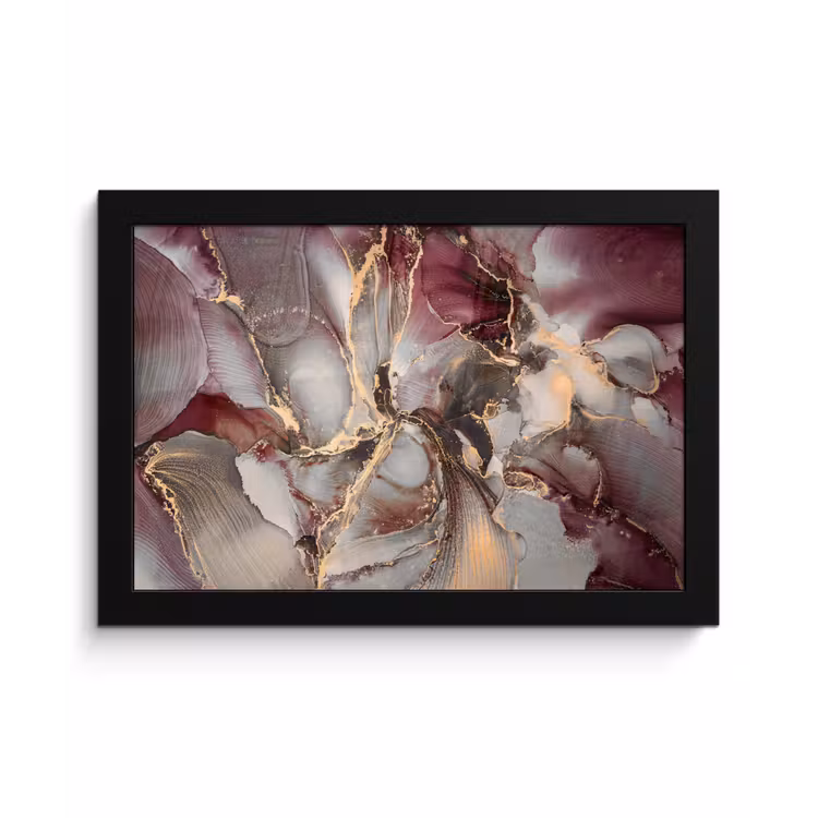 Poster met lijst - Goud - Marmer - Paars — 1