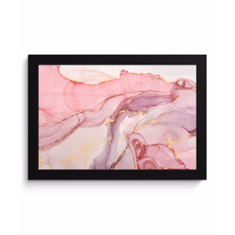 Poster met lijst - Goud - Marmer - Roze — 1