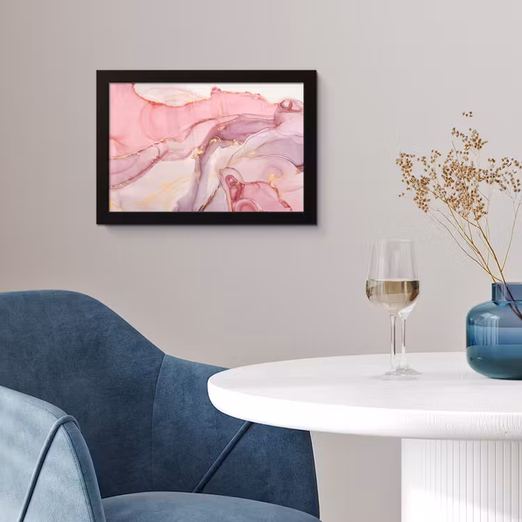 Poster met lijst - Goud - Marmer - Roze — 2