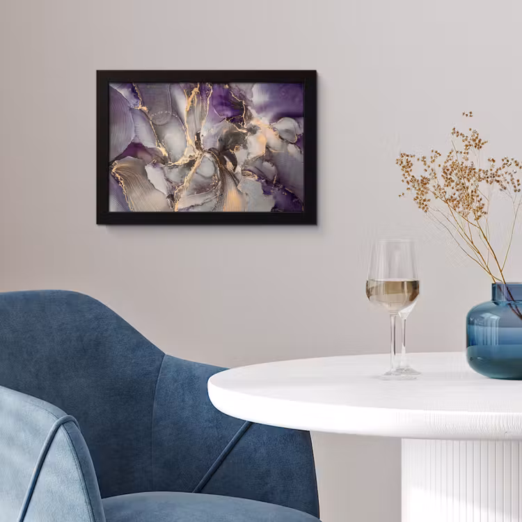 Poster met lijst - Goud - Paars - Marmer — 2