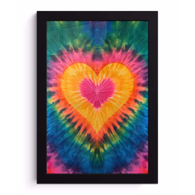 Poster met lijst - Hart - Tie Dye - Kleurrijk — 1